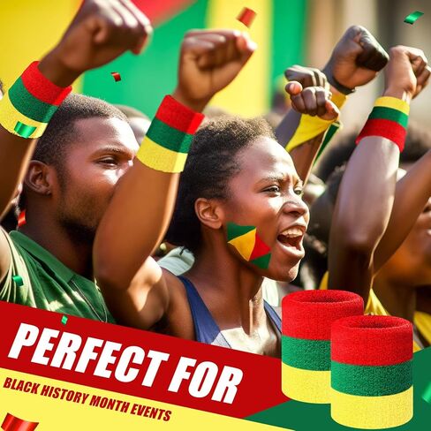 Geyoga 12 Pack Juneteenth Wristbands عرق العرق الأساور جونيتيشنث ، عصابات العرق ، رجال الرجال الأخضر الأسود الأسود الأحمر للمعصمين لأفريقيا الأفرو أمريكية هدايا in Saudi Arabia