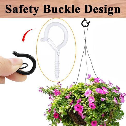 20pack White Screw-in Hooks Wall Ceiling for Outdoor String Lights, Safety Buckle Design Cup Eye Hook Q-Hanger for Hanging Patio Light, Plants, Bird-Nest, Rope, Wind Chimes, 1 Wing Nut Driver in Kuwait