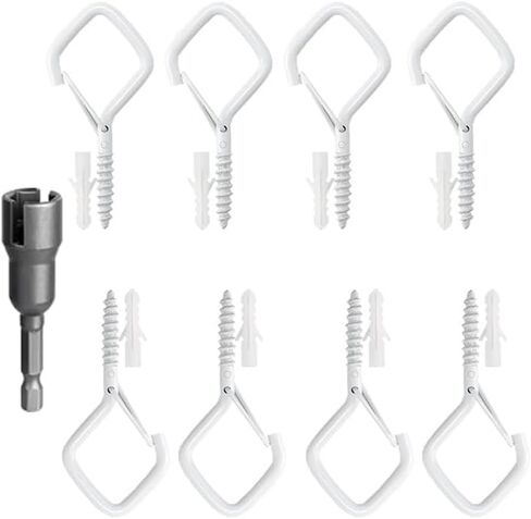 20pack White Screw-in Hooks Wall Ceiling for Outdoor String Lights, Safety Buckle Design Cup Eye Hook Q-Hanger for Hanging Patio Light, Plants, Bird-Nest, Rope, Wind Chimes, 1 Wing Nut Driver in Kuwait