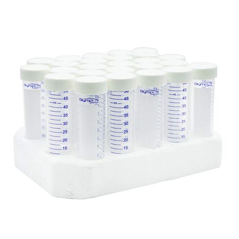 Olympus 50ml Centrifuge Tubes, Racked, Sterile, Polypropylene, 20 Racks of 25, 500/Unit in Kuwait