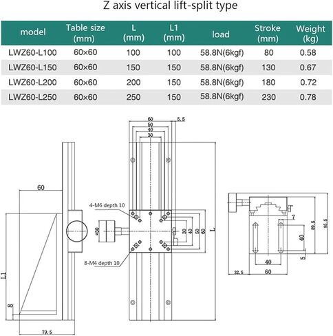 X AXIS/Z محور خطي طويل السكتة الدماغية طاولة انزلاق طاولة انزلاق LWX60 LWZ60 منصة تشذيب الإزاحة اليدوية (محور LWX60 X ، 500 ملم) in Saudi Arabia