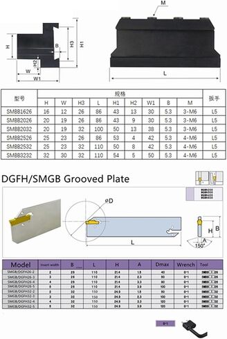SMBB1632 SMBB2532 SMBB2032 SMBB3232 GROOVING HANDGE SMGB DGFH32-2 -3-4 -5 -5 CORTER CORTER INSERT BOARD (DGFH32-3 ، SMBB2532_NOT INSERT) in Saudi Arabia