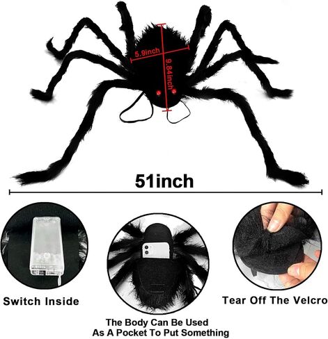 Camlinbo 64 LED Halloween Spider Costume Kids Colorful Spider Costume with Lights Plush Spider Halloween Accessories Decor in Saudi Arabia