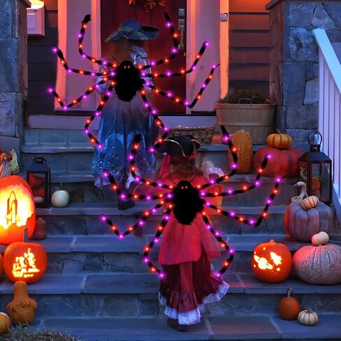 Camlinbo 64 LED Halloween Spider Costume Kids Colorful Spider Costume with Lights Plush Spider Halloween Accessories Decor in Saudi Arabia