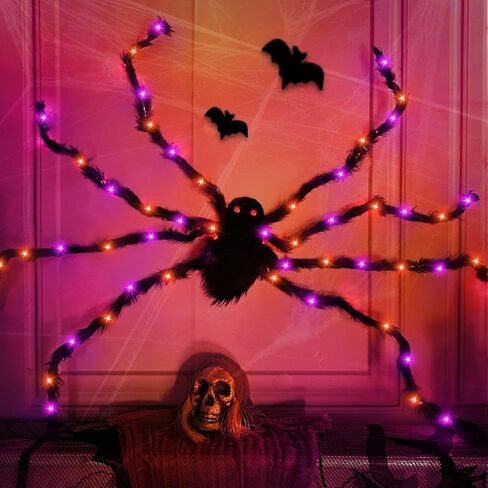 Camlinbo 64 LED Halloween Spider Costume Kids Colorful Spider Costume with Lights Plush Spider Halloween Accessories Decor in Saudi Arabia