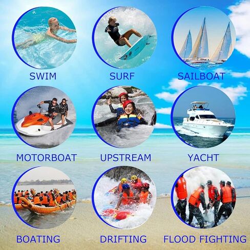Water Kayaking Jacket, High Buoyancy Swim Vest with Adjustable Safety Strap for Boating Fishing Surfing(Blue,Medium) in Saudi Arabia