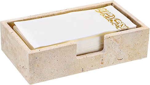 Sumnacon Travertine Luncheon Nettering Holder for Table ، 7.5 "× 7.5" ، حاملي مناديل مربعة عشاء من منديل العشاء ، موزع منديل حديث مسطح للمطبخ ، كونترتوب ، طاولة طعام ، حفلة ، بار ، بار in Kuwait