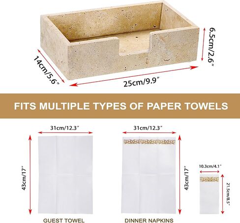 Sumnacon Travertine Luncheon Nettering Holder for Table ، 7.5 "× 7.5" ، حاملي مناديل مربعة عشاء من منديل العشاء ، موزع منديل حديث مسطح للمطبخ ، كونترتوب ، طاولة طعام ، حفلة ، بار ، بار in Kuwait