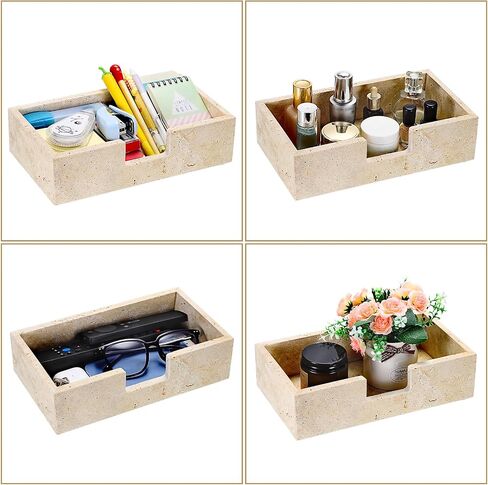 Sumnacon Travertine Luncheon Nettering Holder for Table ، 7.5 "× 7.5" ، حاملي مناديل مربعة عشاء من منديل العشاء ، موزع منديل حديث مسطح للمطبخ ، كونترتوب ، طاولة طعام ، حفلة ، بار ، بار in Kuwait