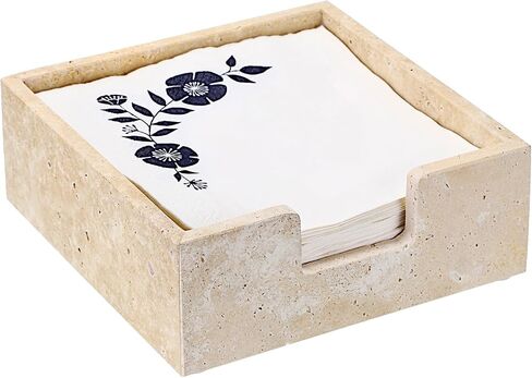 Sumnacon Travertine Luncheon Nettering Holder for Table ، 7.5 "× 7.5" ، حاملي مناديل مربعة عشاء من منديل العشاء ، موزع منديل حديث مسطح للمطبخ ، كونترتوب ، طاولة طعام ، حفلة ، بار ، بار in Kuwait