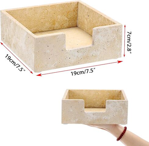 Sumnacon Travertine Luncheon Nettering Holder for Table ، 7.5 "× 7.5" ، حاملي مناديل مربعة عشاء من منديل العشاء ، موزع منديل حديث مسطح للمطبخ ، كونترتوب ، طاولة طعام ، حفلة ، بار ، بار in Kuwait