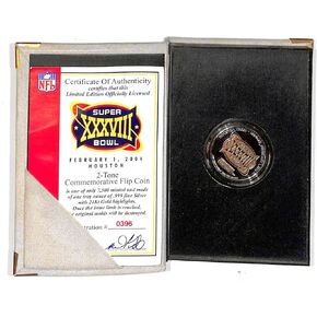 الرسمي Super Bowl XXXVIII 38 Game Coin 1 Troy 02 Silver Patriots Panthers - NFL Photomints and Coins in Kuwait