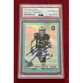 وقع Hunter Renfrow Raiders 2019 Donruss Optic Aqua 018/299 Card Card PSA - كرة القدم بطاقات صاعد موقعة in Kuwait