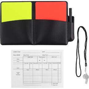 Soccer Referee Kit, Warning Football Referee Set Yellow Red Cards, Loud Sound Ref Whistle with Lanyard, Record Paper, Pencil, Card Holder, for Coach Sports Accessories in Kuwait