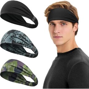 Sports Headband, Sweat Bands Headbands Men Workout Head Bands Mens Absorbent Sweatband Quick-Dry Hair Bands Suitable for Workout Football Running Fitness 3 Pack in Saudi Arabia