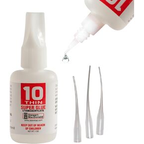 StewMac Super Glue, No. 10 Thin, 1 oz. – Water-Thin Adhesive for Guitar Repair – Fast Curing (3-5 sec) – Includes Whip Tips & Clog-Free Stopper in Kuwait