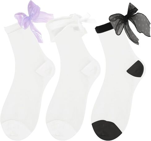 Suluia النساء شير الجوارب لطيف الفتيات الدانتيل شبكة انظر من خلال الكاحل الجوارب الصيف شفافة طاقم الجوارب فستان من النايلون الجوارب الهدايا in Kuwait