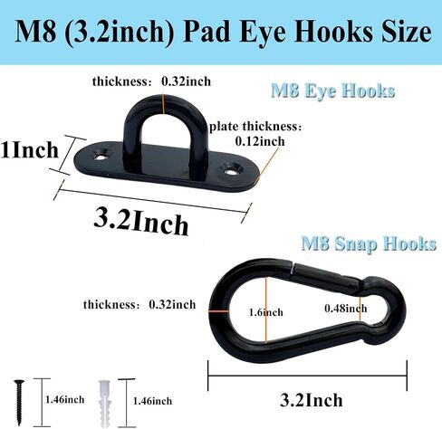 4pcs 3.2 بوصة السقف السقف 304 من الفولاذ المقاوم للصدأ شاقة M8 Hardware Aye Hands مع مسامير وأنبوب تمدد البلاستيك in Saudi Arabia