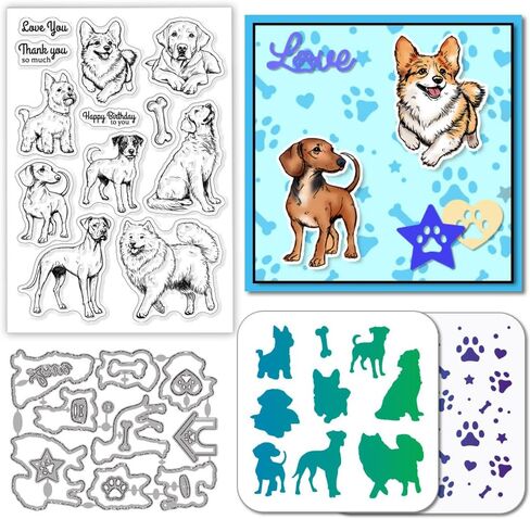 GLOBLELAND Realistic Cat Clear Stamps Cutting Dies PET Painting Stencils for Card Making Animals Cat Background Silicone Stamp Metal Cat Silhouette Die Cuts PET Paint Stencils for DIY Scrapbooking in Saudi Arabia