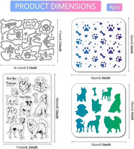 GLOBLELAND Realistic Cat Clear Stamps Cutting Dies PET Painting Stencils for Card Making Animals Cat Background Silicone Stamp Metal Cat Silhouette Die Cuts PET Paint Stencils for DIY Scrapbooking in Saudi Arabia