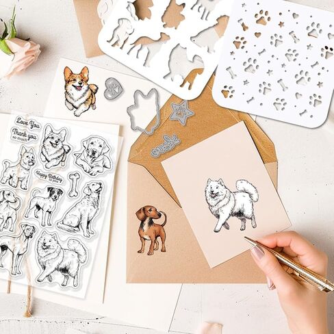 GLOBLELAND Realistic Cat Clear Stamps Cutting Dies PET Painting Stencils for Card Making Animals Cat Background Silicone Stamp Metal Cat Silhouette Die Cuts PET Paint Stencils for DIY Scrapbooking in Saudi Arabia