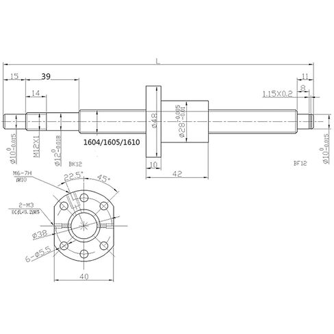 Double nut Ball Screw Control Machine Ball Screw C7 SFU1604 SFU1610 300mm 400mm 600mm 1000mm 1200mm 1500mm with Single Ballnut BK/BF12 Ballscrew End Machined(SFU1610-600mm) in Kuwait