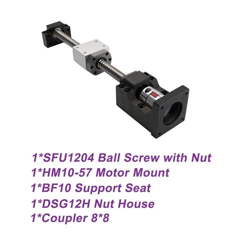 جهاز التحكم في كرة الصامت مزدوج الجوز المسمار SFU1204 KIT 200-500MM C7 DIA12MM PITCH 4MM لبرغي الأجزاء مع NUT BALL SOND+BF10+HM10-57+DSG12H+COUPLER (200 مم) in Kuwait