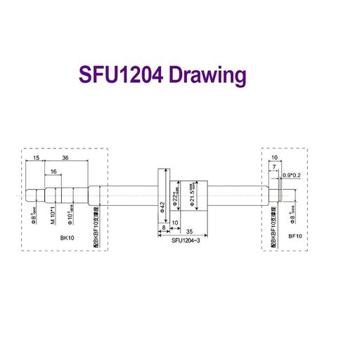 جهاز التحكم في كرة الصامت مزدوج الجوز المسمار SFU1204 KIT 200-500MM C7 DIA12MM PITCH 4MM لبرغي الأجزاء مع NUT BALL SOND+BF10+HM10-57+DSG12H+COUPLER (200 مم) in Kuwait