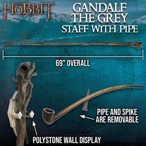 يجب أن يكون لدى الموظفين الرماديون من أدوات Catlery Catlery Lord of the Rings Glandalf مع Pipe Movie Prop Replica ، Polyresin Construction - لهواة الجمع - 69 "بشكل عام in Saudi Arabia