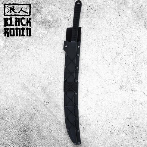 Black Ronin Black Combat Sword Wakizashi Sword and Injection مصبوب غمد - شفرة من الفولاذ المقاوم للصدأ ، تانغ كامل ، رايككين فو ، مقبض ملفوف بالحبل ، والاستخدام للعمليات التكتيكية والبعثات - طول 27 " in Saudi Arabia