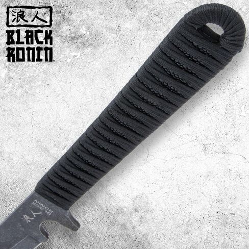 Black Ronin Black Combat Sword Wakizashi Sword and Injection مصبوب غمد - شفرة من الفولاذ المقاوم للصدأ ، تانغ كامل ، رايككين فو ، مقبض ملفوف بالحبل ، والاستخدام للعمليات التكتيكية والبعثات - طول 27 " in Saudi Arabia