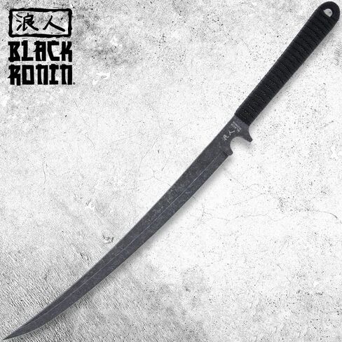 Black Ronin Black Combat Sword Wakizashi Sword and Injection مصبوب غمد - شفرة من الفولاذ المقاوم للصدأ ، تانغ كامل ، رايككين فو ، مقبض ملفوف بالحبل ، والاستخدام للعمليات التكتيكية والبعثات - طول 27 " in Saudi Arabia