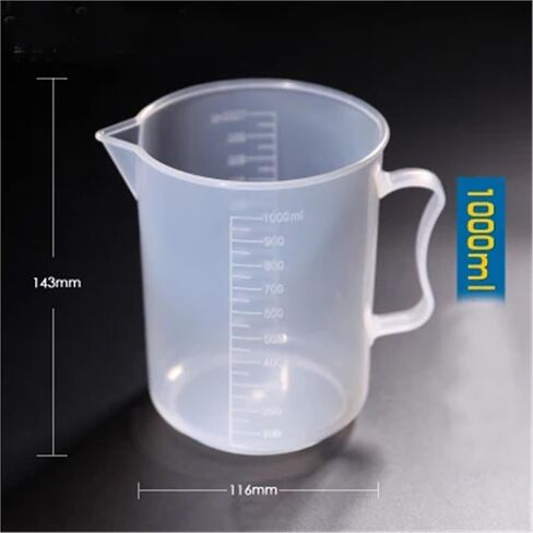 (2 pcs/lot) 250ml-2000ml Plastic Cup with Scale and Handle PP Polypropylene Beak School Laboratory Supplies(1000ml 1pc) in Saudi Arabia