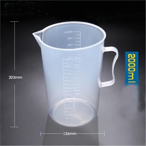 (2 pcs/lot) 250ml-2000ml Plastic Cup with Scale and Handle PP Polypropylene Beak School Laboratory Supplies(1000ml 1pc) in Saudi Arabia