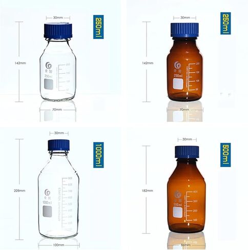 مختبر شفاف/بني كاشف كاشف كاشف زجاجة زجاجة زجاجة مختبر زجاجة مختبر (250 مل 2pcs) in Saudi Arabia