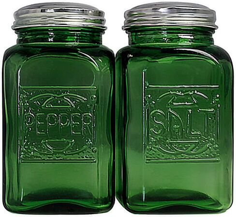Depression Style Glass Salt and Pepper Shakers (Green) in Kuwait
