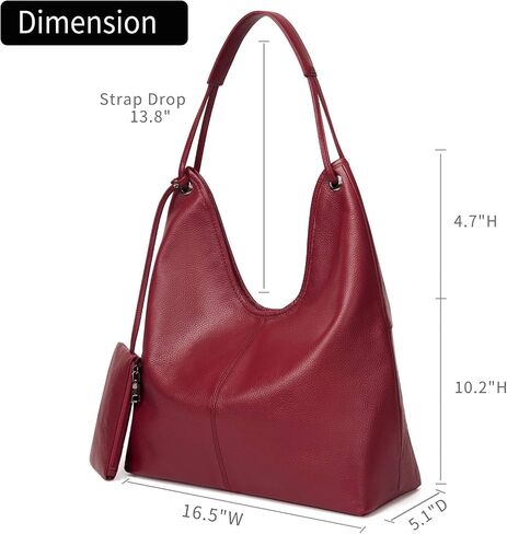Genuine Leather Purses for Women Large Hobo Shoulder Bag Slouchy Handbag for Work, Shopping and Everyday Use in Kuwait