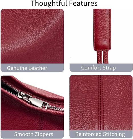 Genuine Leather Purses for Women Large Hobo Shoulder Bag Slouchy Handbag for Work, Shopping and Everyday Use in Kuwait
