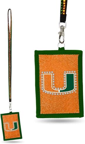 NCAA Miami Hurricanes Beaded Gem Lanyard with ID Wallet in Saudi Arabia