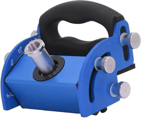 محدد موقع Hole Wordworking Locator Guide Guide Guide For Mallected Hole Drilling Aluminy Scale Clear Clear من 0 إلى 90 درجة مع غلاف الحفر والجوز (الأزرق) in Kuwait