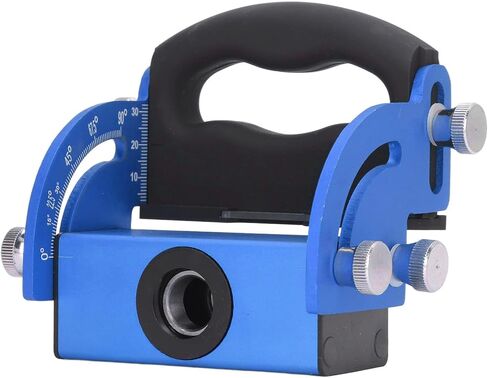 محدد موقع Hole Wordworking Locator Guide Guide Guide For Mallected Hole Drilling Aluminy Scale Clear Clear من 0 إلى 90 درجة مع غلاف الحفر والجوز (الأزرق) in Kuwait