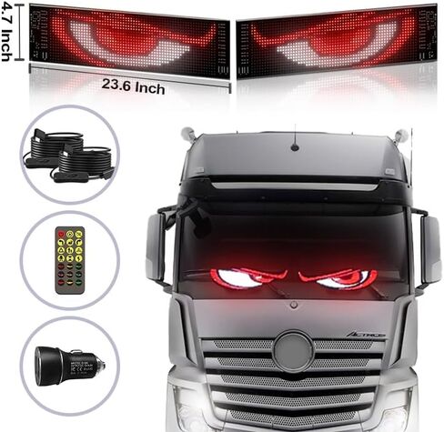 Flexible Devil Eyes Light for Windshield,LED Sign for Car,LED Digital Panel with Animations, Remote Control & Bluetooth APP for Cars,SUVs,Trucks(14.6'' * 3.6'') in Kuwait