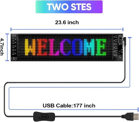 Flexible Devil Eyes Light for Windshield,LED Sign for Car,LED Digital Panel with Animations, Remote Control & Bluetooth APP for Cars,SUVs,Trucks(14.6'' * 3.6'') in Kuwait