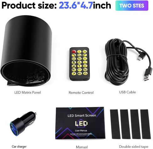 Flexible Devil Eyes Light for Windshield,LED Sign for Car,LED Digital Panel with Animations, Remote Control & Bluetooth APP for Cars,SUVs,Trucks(14.6'' * 3.6'') in Kuwait