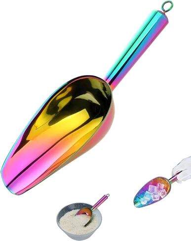 Rainbow Stainless Steel Ice Scoop 6 OZ, Titanium Colorful Plating Metal Ice Scooper For Ice Maker Multipurpose For Candy Wedding Kitchen Bar Party Pet Animal Dog Food Scoop Beach Shovel 1pcs (Rainbow) in Kuwait