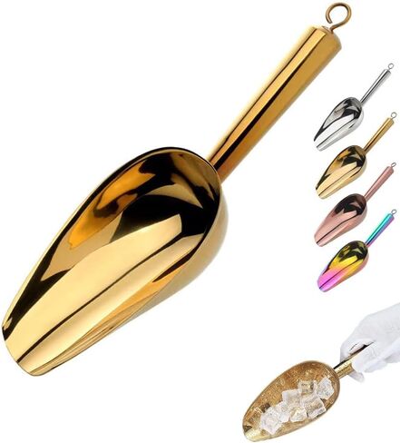 Rainbow Stainless Steel Ice Scoop 6 OZ, Titanium Colorful Plating Metal Ice Scooper For Ice Maker Multipurpose For Candy Wedding Kitchen Bar Party Pet Animal Dog Food Scoop Beach Shovel 1pcs (Rainbow) in Kuwait