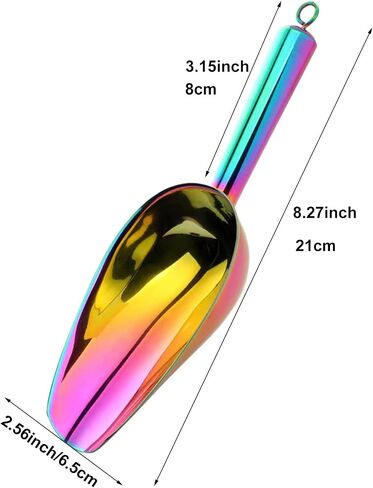 Rainbow Stainless Steel Ice Scoop 6 OZ, Titanium Colorful Plating Metal Ice Scooper For Ice Maker Multipurpose For Candy Wedding Kitchen Bar Party Pet Animal Dog Food Scoop Beach Shovel 1pcs (Rainbow) in Kuwait