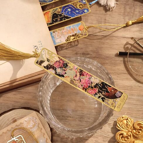 4 Pieces Metal Bookmarks for Women, Large Size Cute Hollow Bookmark Garland Flower Window Butterfly Unique Book Mark for Reading, Artistic Gift for Book Lovers Writers Readers Children Teens Men in Kuwait