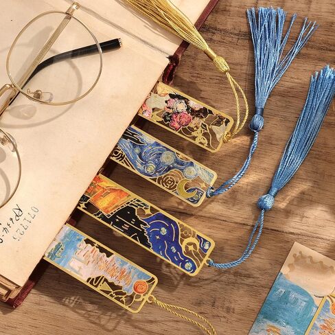 4 Pieces Metal Bookmarks for Women, Large Size Cute Hollow Bookmark Garland Flower Window Butterfly Unique Book Mark for Reading, Artistic Gift for Book Lovers Writers Readers Children Teens Men in Kuwait