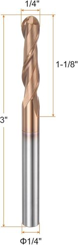 Harfington Ball Love End Mill 2 Flute 1/4 "Diameter 1/4" Shank Tungsten Carbide Spiral CNC Router Bits 1-1/8 in Saudi Arabia